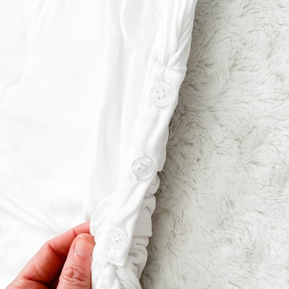 NWT- MONROW x Revolve Shirred Waist Shirt Dress in white - Picture 9 of 14